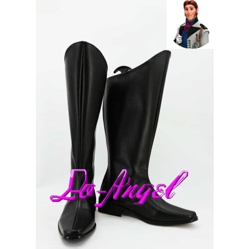 Anime Prince Hans Cosplay Halloween Party Shoes Black Fancy Customized Size Boots