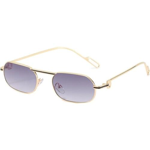 Fashion Metal Small Frame Ocean Lens Sunglasses One-Line Sunglasses Unisex Retro Steampunk Glasses personality Oculos De Sol