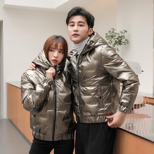 Winter 2020 new hot style glossy white duck down short down jacket winter men and women down jacket couple jacket Parka