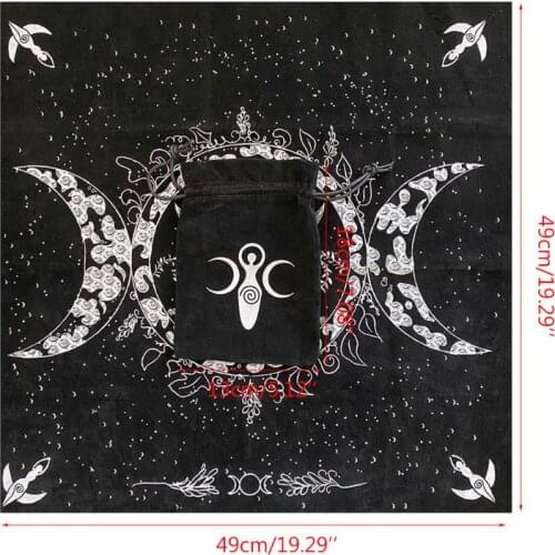 Altar Tarot Cloth Triple Goddess Moon Phases Astrology Tarot Tablecloth 19\"×19\" Board Game Vintage Card Pad