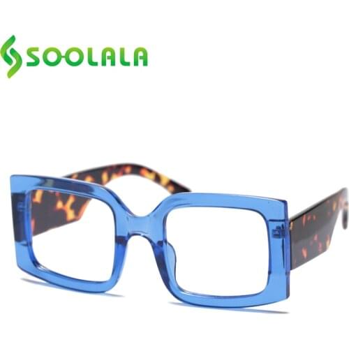 SOOLALA Square Prescription Optical Glasses Frame Men Women Wide Frame Stylish Transparent Lens Spectacle Gafas Eyewear