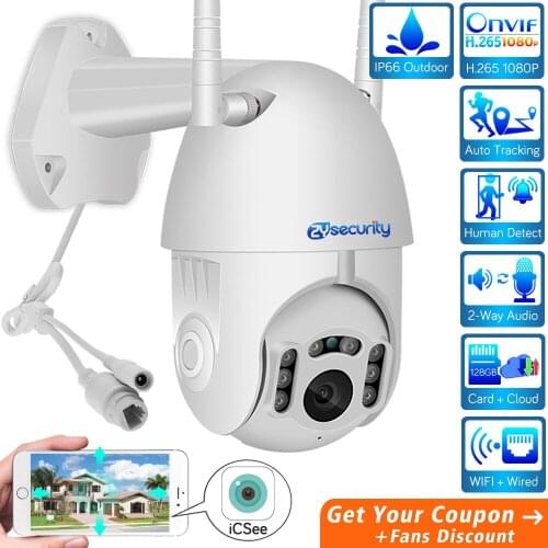 Outdoor WiFi Camera Auto Tracking PTZ Speed Dome IP Camera 1080P CCTV Video Surveillance Wireless Home Security Camera iCSee