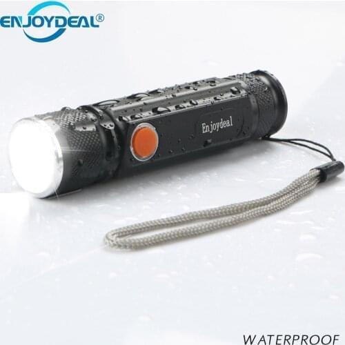 USB 3800LM Flashlight with Magnet Cob T6 Handy LED Flashlight Rechargeable Torch Flash Light Pocket LED Zoom Lamp