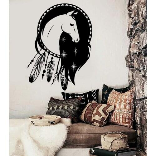 Vinyl high quality wall stickers dream catcher decals horse ethnic decoration amulet stickers home wall art decoration bm10