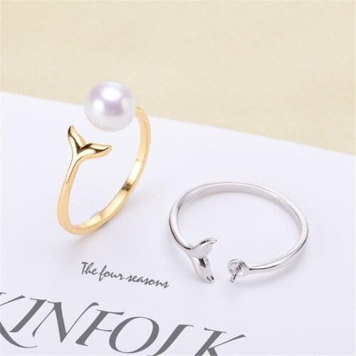 Classic Rings Resizable Design Rings Base 925 Silver Pearl Rings Settings Women DIY Pearl Rings Accessory No Pearl AF005