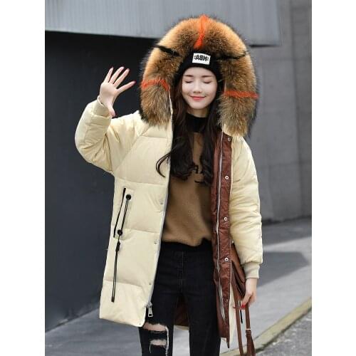 Winter coat women clothing 2020 down jacket female long hooded parka with raccoon fur collar Korean Abrigo mujer my1505