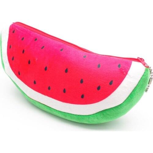 1pc Fashion Cute Velvet Fruit Pen Pencil Case School Supply Stationery Kids Party Gift Woman Make Up Cosmetic Bags Purse Wallet