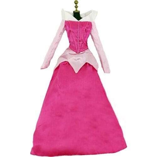 1 Pcs Fairy Tale Dress Pink Outfit Princess Gown Long Sleeve Skirt Wedding Party Wear Clothes for 17'' Doll Accessories Kids Toy