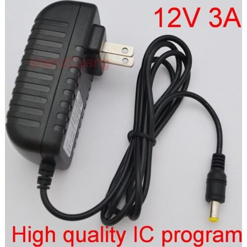 1PCS 12V3A High quality IC program, 12V 3A 36W Led Power Adapter for 5050/3528 SMDLED Light DC plug 5.5mm x2.1mm-2.5mm US plug