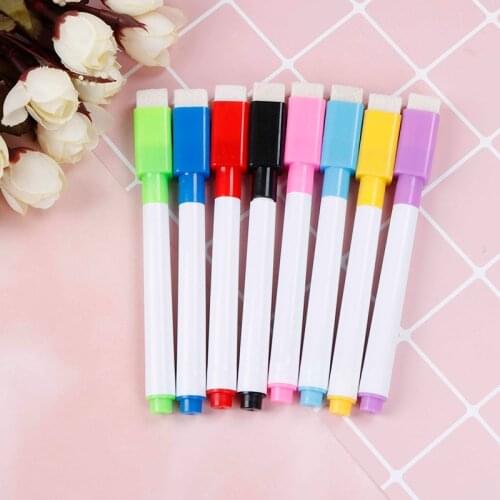 10PCS 8 Color Excellent Magnetic Whiteboard Pen Dry Wipe White Board Markers Magnet Pens Built In Eraser Office School Supplies