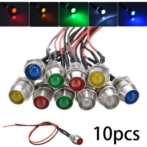 10Pcs/Set High Quality 8MM Turn Signal Indicator Light Lamp Bulb 12V LED 5 Colors ForPilot Dash Panel Car Truck Boat Accessories