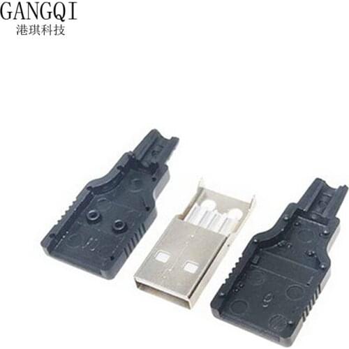 10PCS/LOT Type A Male USB 4 Pin Plug Socket Connector With Black Plastic Cover USB Socket