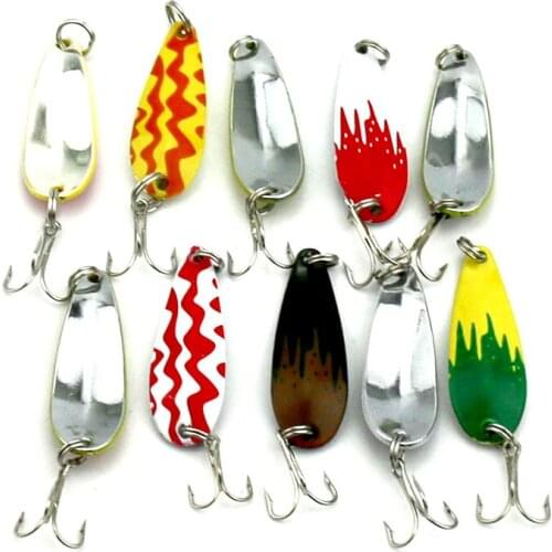 10pcs top water spinner spoon fishing baits 4.3CM 6G hard metal sequin fishing lures bass wobble blade fishing tackles