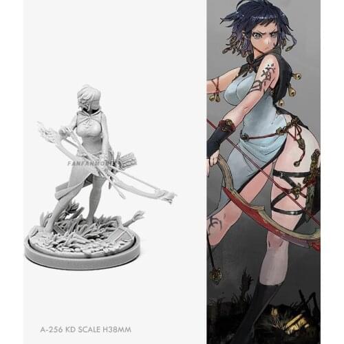 35mm Resin figure kits Girl Archer model self-assembled A-256