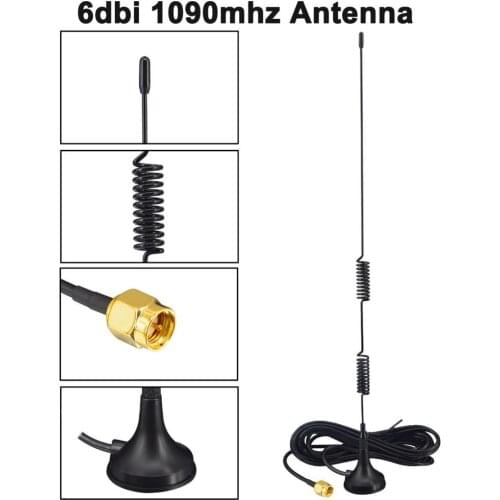 6DBi 1090Mhz ADS-B Antenna SMA Male Aerial Magnetic Base RG174 1.5M/3M Aircraft Antenna FPV Software Radio DVB-T SDR