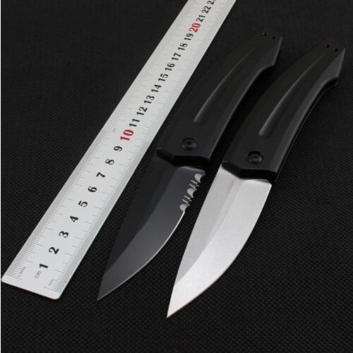 7200 58-60HRC half serrated folding knife D2 blade Aluminum handle folding knife outdoor EDC camping tool Survival tool