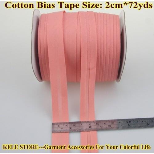 FREE SHIPPING 100% Cotton Bias tape,bias binding tape size: 20mm, width:3/4",2cm,72yds/lot color coral DIY sewing fold bias tape