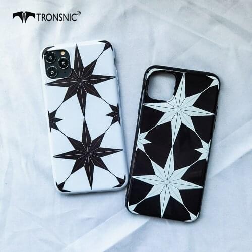 Glossy Stars Phone Case for iPhone 11 Pro Max XR XS MAX Soft Plaid Shiny Luxury Case for iPhone 6 7 8 Plus Black White Cover Hot