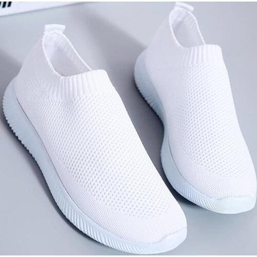 Big Size Summer Slip on Sock Sneakers Womens Running Shoes Sports Woman White Woman Sport Sneakers Knit Trainers Temis GME-1802