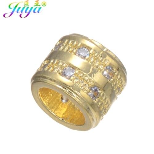 Handmade Beads Jewelry Findings Micro Pave Zircon Hollow Metal Spacer Charm Beads Accessories For Women Beadwork Jewelry Making