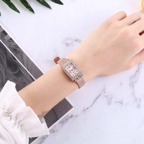 Women Watch Simple Rectangle Small Dial Elegant Steel Female Clock Fashion Brand Roman Dial Retro Ladies Wristwatch Reloj Mujer