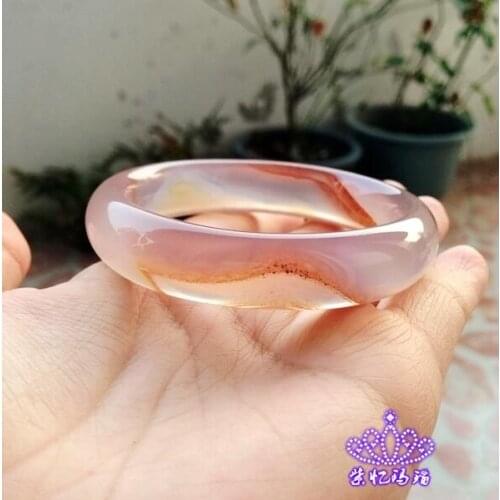 Pure natural and no burning colors of the color of the thick jade pith wide thickened bracelet super fluorescent red Cinnabar 55