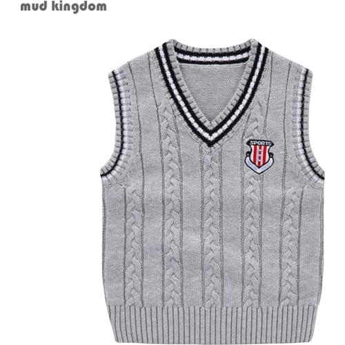 Mudkingdom Baby Boys Vest Fashion Knit England Style V-Neck Baby Boys Clothes Solid Casual Warm Tops Kids Clothes for Boy