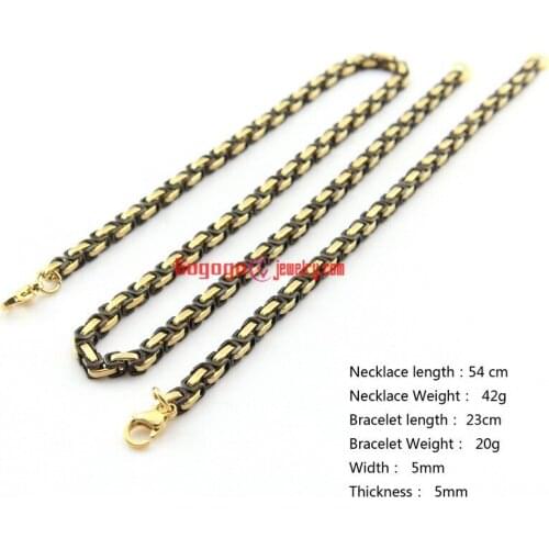 Fine Jewelry Elegant Stainless Steel Style Jewelry Sets For Man Size Necklace 54cm 42g Bracelet 230mmx5mmx5mm Weighs 20g