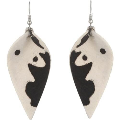 Camouflage Teardrop Leather Earrings for Women Squin Bohemia Vintage Earring Leaf Shape Kolczyki Oorbellen Boho Orecchini Lunghi