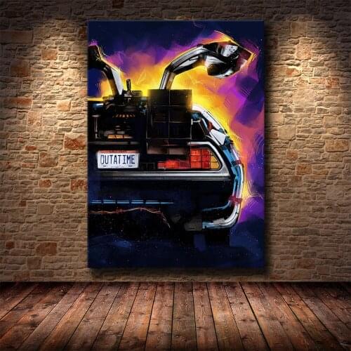 Back To The Future Movie Car Poster Canvas Painting Prints Cuadros Vintage Wall Art Picture Cuadros for Kids Bedroom Decor