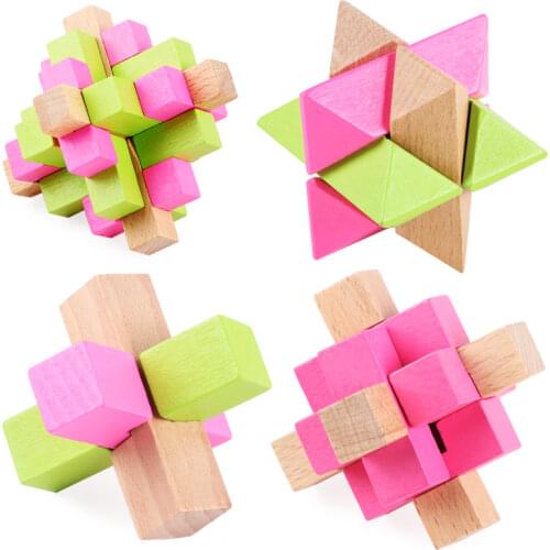 Classic IQ Wooden Jigsaw Kong Mingsuo Luban Lock 9pcs Mind Brain Teasers Burr Puzzles Toy Adults Baby Educational Chinese Puzzle