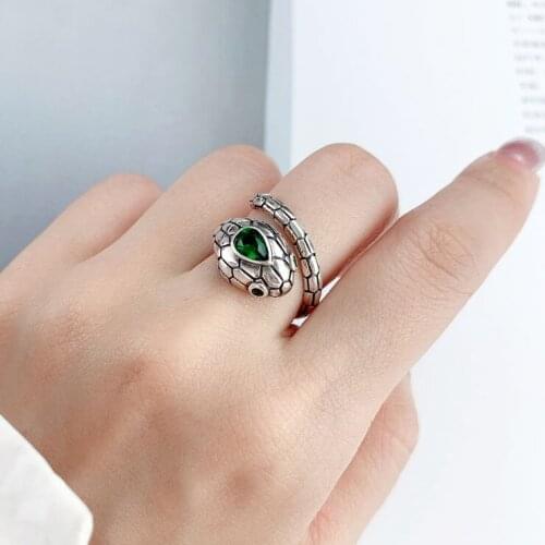 Super Cool Personality Design Animal Snake Finger Rings For Women Fashion Jewelry Silver Color Ring Ladies Hip Hop Jewellery