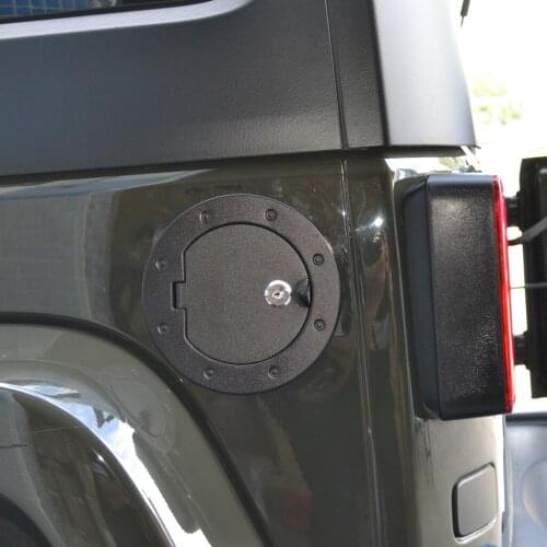 ABS+ Iron Safety Locking Fuel Tank Cover Oil Lip Sticker Gas Tank Cap with Key fit for Jeep Wrangler JK 2007-2017