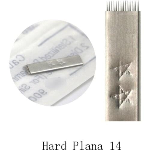 Microblading Blades Permanent Makeup Manual Eyebrow Tattoo Needles 14 Pins Flat Needles for Microblading Supplies