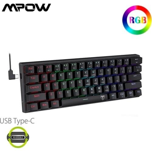 MPOW PC356 60% Wired Mechanical Gaming Keyboard RGB Rainbow Customization Backlit Ergonomic Keyboards for CS FPS Gamers