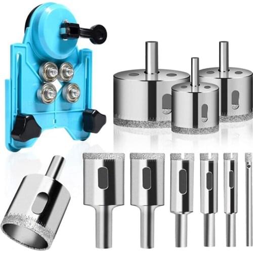 Diamond Drill Bit Set, 11PCS Hollow Core Drill Hole Saw Set with Hole Saw Guidance Fixture, Suitable for Tile, Ceramic