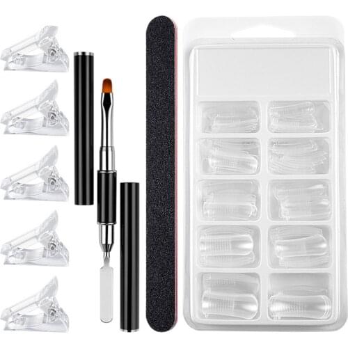 Nail Tips for Finger Extention Set Nail Art Flase Tips Quick Building Gel Nails Extension Mold Tips for Nail Art UV Builder