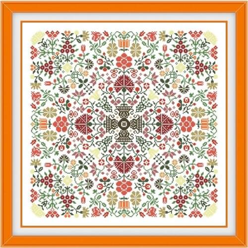 Flower pattern B cross stitch kit Dreampattern 18ct 14ct 11ct unprint canvas embroidery DIY needlework wall decor