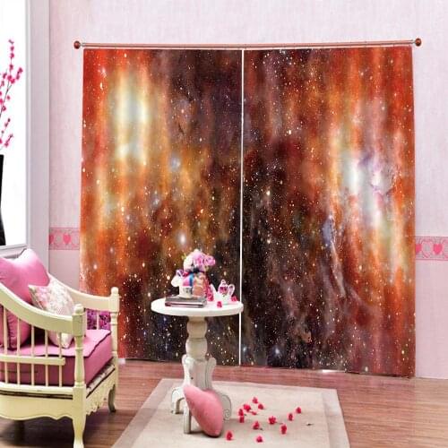 Night Shining purple stars Curtain Photo Print For Living room bedroom Blackout Drapes Sets (Left and Right Side)