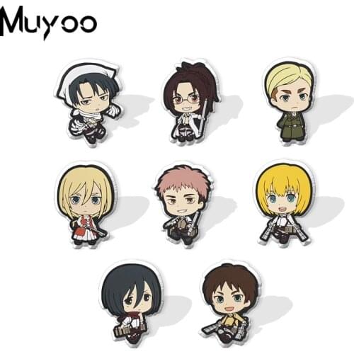 2021 New Arrival Attack on Titan Anime Erwin Smith Eren Levi Armin Arlert Hans Epoxy Badge Handcraft Acrylic Lapel Pins