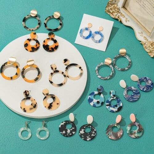 New Geometric Acrylic Fashion Statement Hoop Earrings For Women Vintage Resin Round Dangle Earring 2020 Brincos Wedding Jewelry