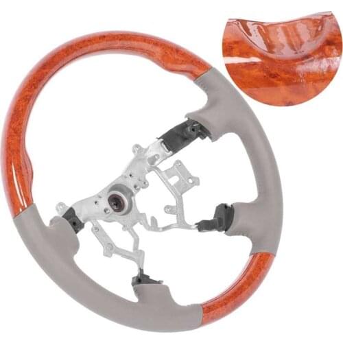 15.6in Upgrade Steering Wheel Gray Leather Wood Grain Fit for Camry/Landcruiser/Prado/Hilux Car accessories