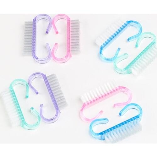 Nail art plastic cleaning brush finger nail care dust cleaning handle scrub brush tool pedicure