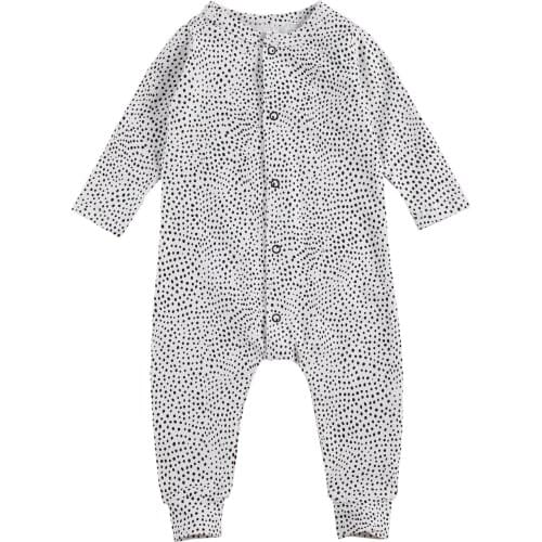 Baby Girls Boys Dot Print Romper Long Sleeve O Neck Infant Toddler Autumn Romper Jumpsuits Autumn Spring One Piece 3-24M