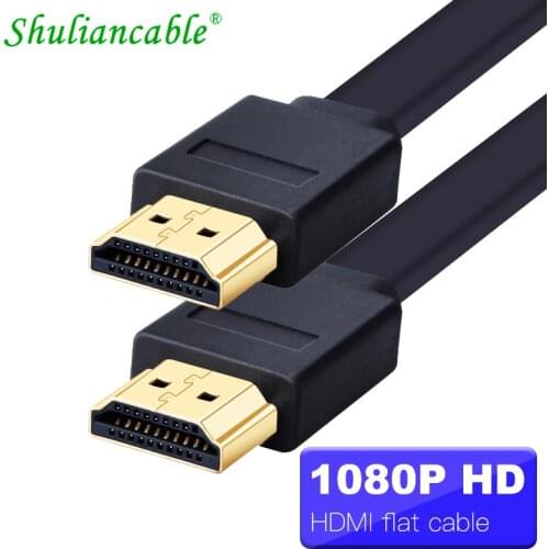 Flat HDMI-compatible Cable High speed 4k 1080P 3D gold plated for HDTV XBOX PS3/4 Projector computer