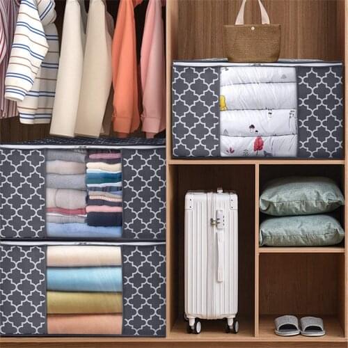 Portable Non-Woven Storage Bag Multifunctional Clothes Quilt Pillow Zipper Organizer Household Wardrobe Finishing Supplies Tools