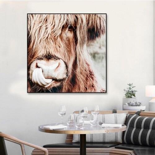 Highland Cattle Posters And Prints Wild Animal Canvas Painting Living Room Home Decoration Wall Art Picture Printing Decorative