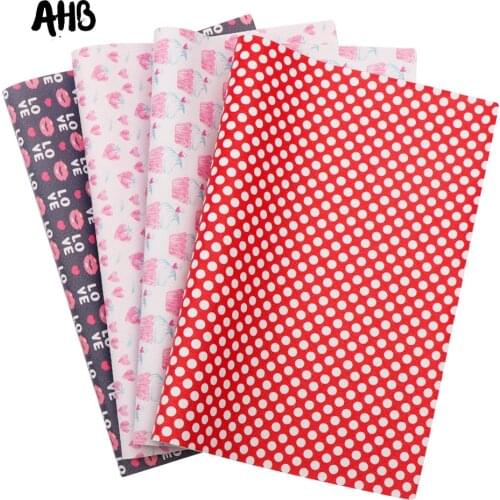 AHB Printed Faux Leather Sheets Sweet Pink Printed For Bow Making DIY Crafts Accessories Sewing Leatherette Material 22*30cm
