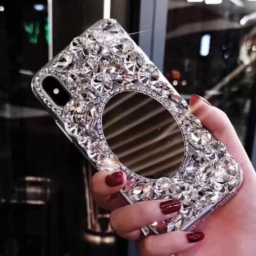 Luxury Crystal Gem Rhinestone Mirror Cases For Samsung A3 A5 A7 2017 A9 A8 A6 PLUS 2018 A50 A70 A80 Soft Clear Phone Cover Capa