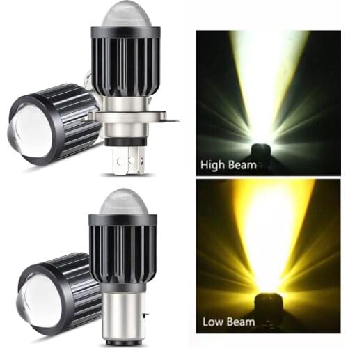 H4 Motorcycle Led Headlight Bulbs Hi/Lo Beam Waterproof Fog Lamp 2 Colors 360 degree 6000LM 12W Lens Lamp Universal For Cars